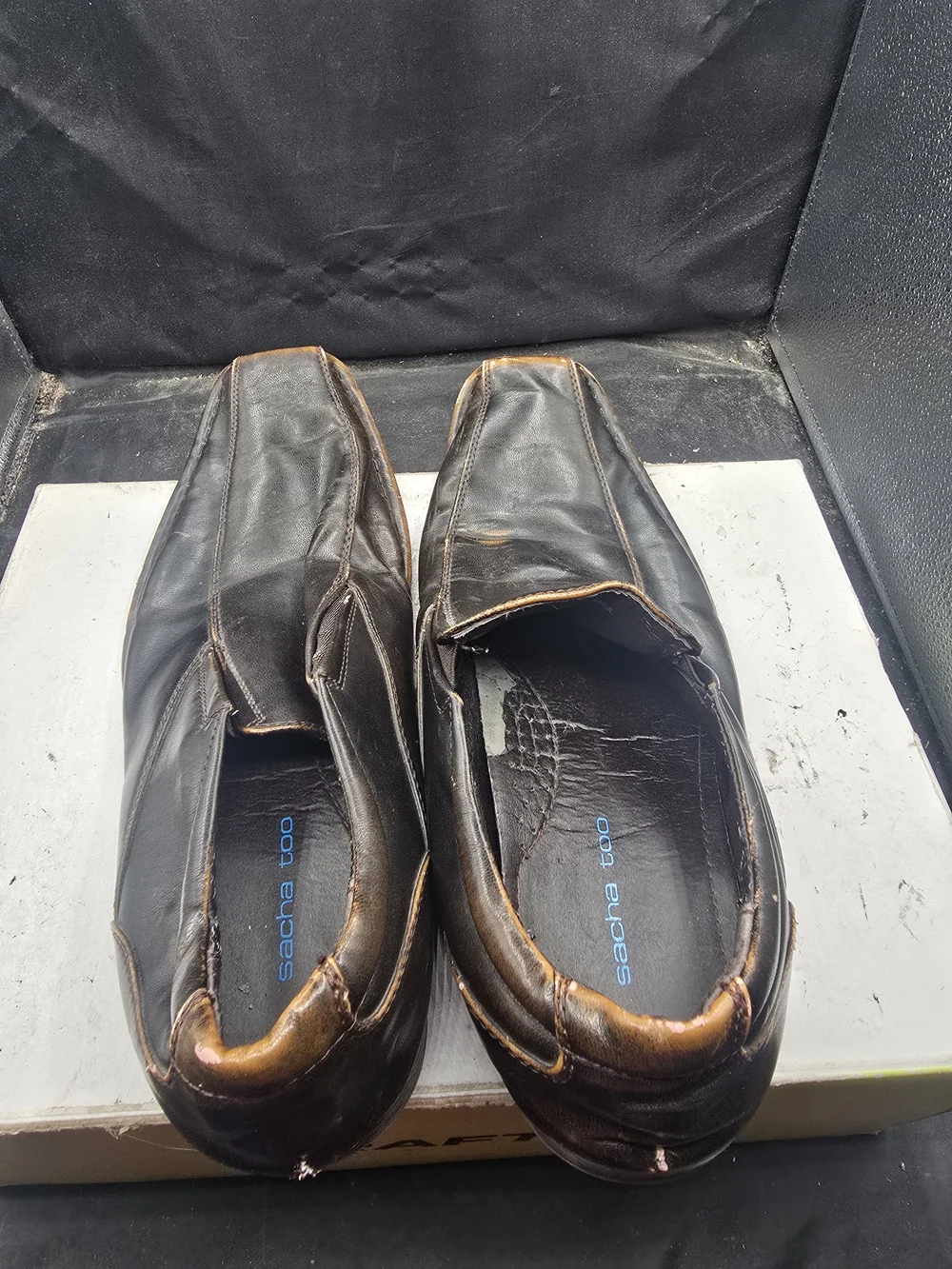 Men's Black Slip-On Square-Toe Loafers
